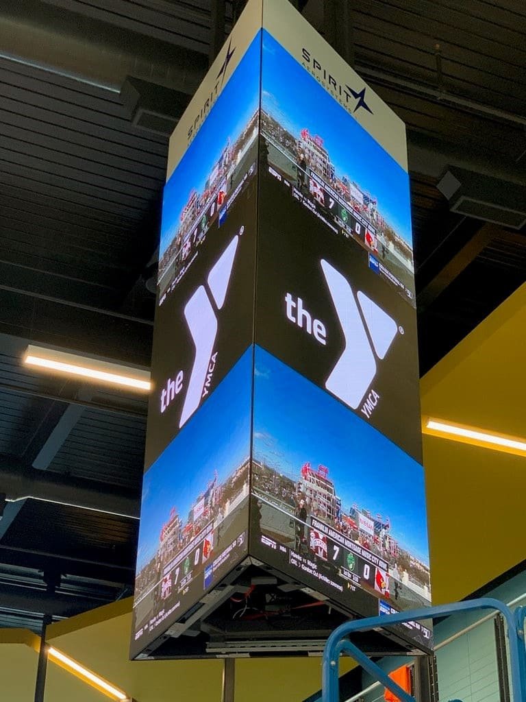 Digital LED column display at the WSU Steve Clark YMCA